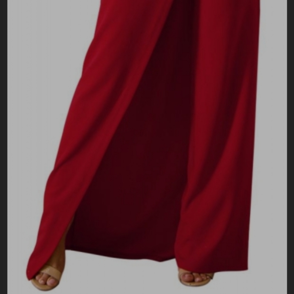 Asymmetric Split Leg Strapless Jumpsuit - Picture 3 of 5